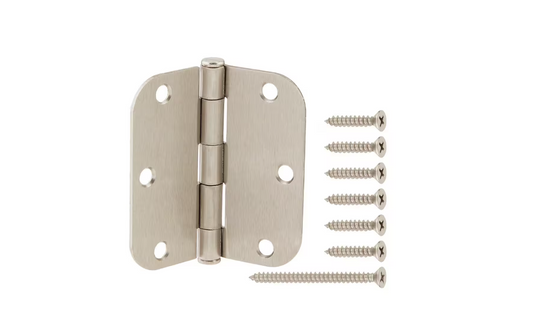 Everbilt 3-1/2 in. x 5/8 in. Radius Satin Nickel Squeak-Free Door Butt Hinge