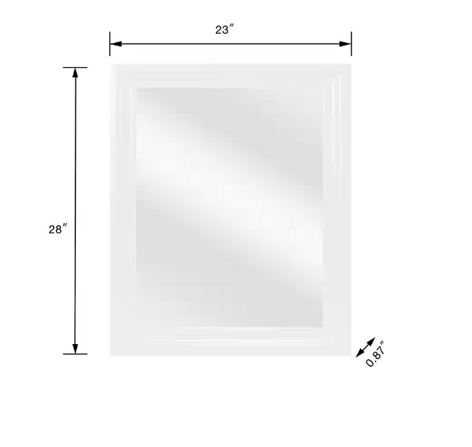 Glacier Bay 23.5 in. W x 28.5 in. H Rectangular PS Framed Wall Bathroom Vanity Mirror in White (Screws Not Included)