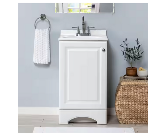 Glacier Bay 19 in. Single Sink White Bath Vanity with White Cultured Marble Top (Assembled)