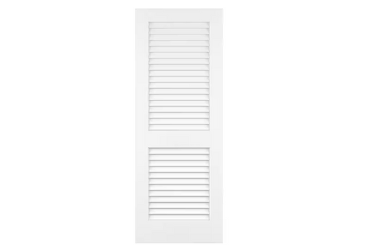 Kimberly Bay 30 in. x 80 in. White Plantation Louver Panel Solid Core Wood Interior Door Slab