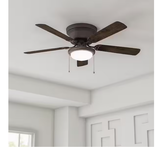 Hampton Bay Hugger 52 in. LED Indoor Brown Espresso Bronze Ceiling Fan with Light Kit