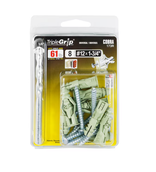 Cobra 61.0-lb 3/8-in x 1-5/8-in Lag Shield Anchors with Screws Included 8.0 -Pack