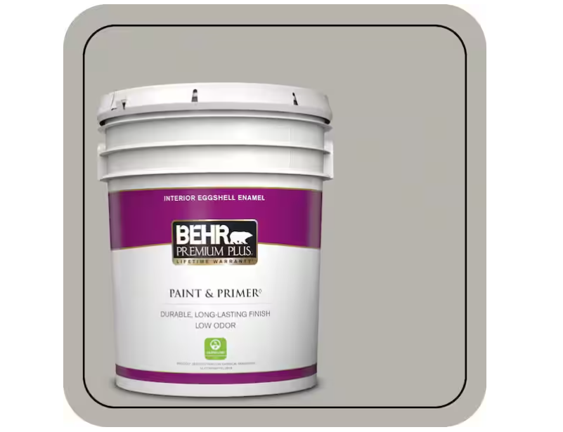 BEHR PREMIUM PLUS 5 gal. #PPU24-11 Greige Eggshell Enamel Low Odor Interior Paint & Primer