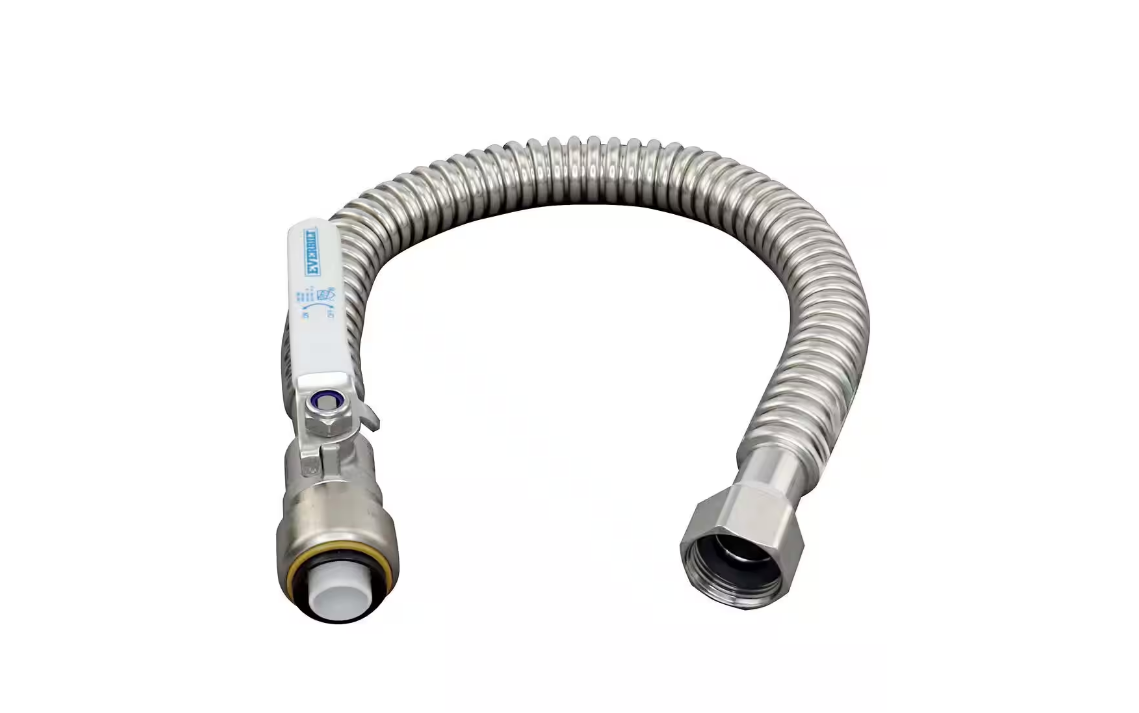 Everbilt 3/4 in. PTC x 3/4 in. FIP x 18 in. Corrugated Stainless Steel Water Heater Connector with Ball Valve