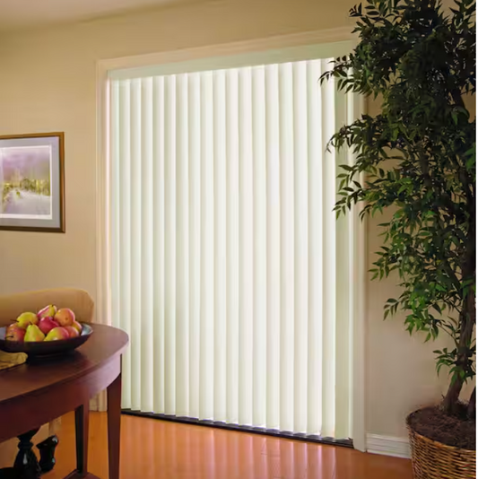 Home Decorators Collection Crown Alabaster Cordless Room Darkening Vertical Blinds for Sliding Doors Kit with 3.5 in. Slats - 78 in. W x 84 in. L