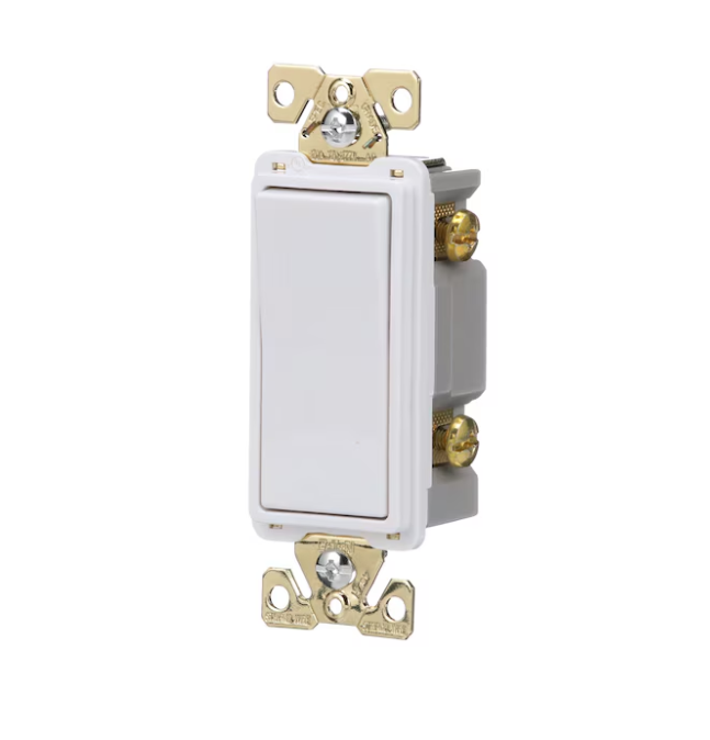 Eaton 20-amp Single-pole Rocker Light Switch , White