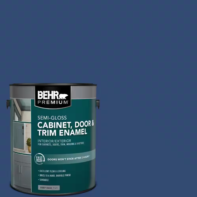 BEHR Premium 1 gal. #S-H-580 Navy Blue Semi-Gloss Enamel Interior/Exterior Cabinet, Door & Trim Paint
