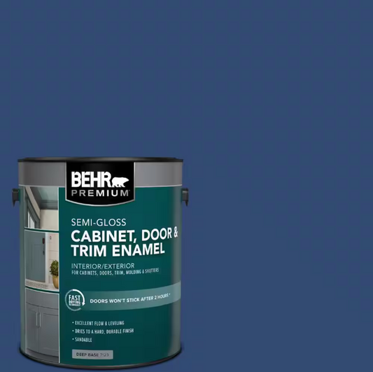 BEHR Premium 1 gal. #S-H-580 Navy Blue Semi-Gloss Enamel Interior/Exterior Cabinet, Door & Trim Paint