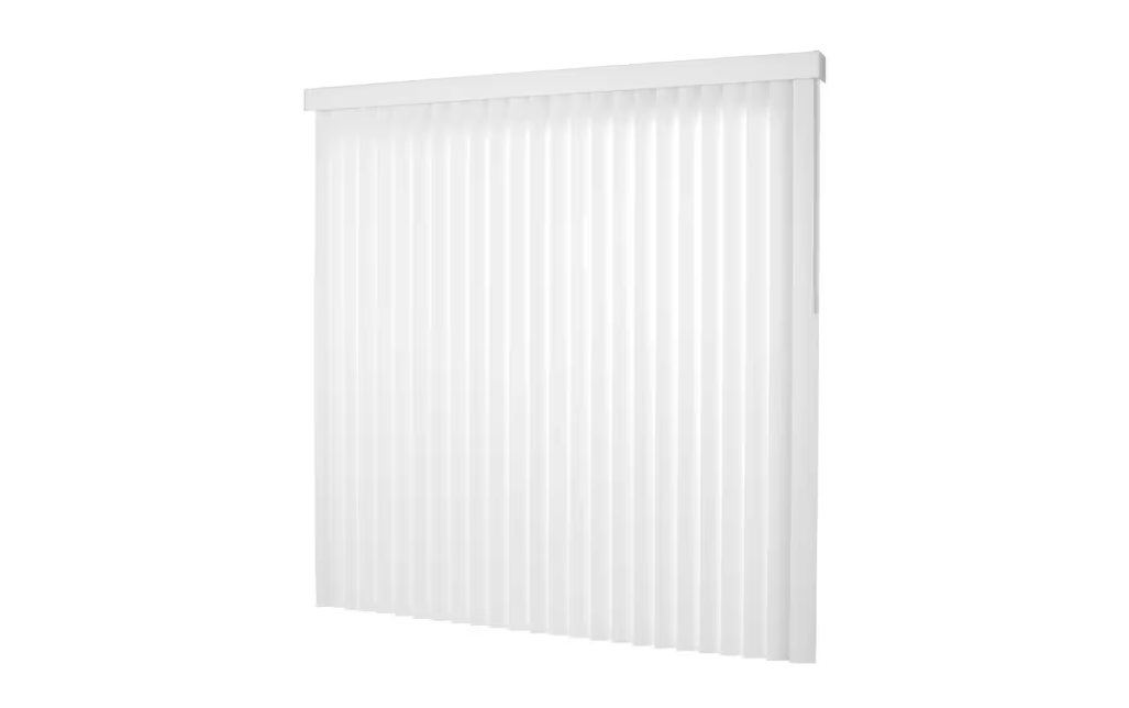 Home Decorators Collection Crown White Cordless Room Darkening Vertical Blinds for Sliding Doors Kit with 3.5 in. Slats - 66 in. W x 84 in. L