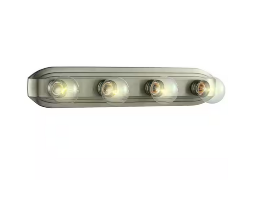 Raceway 24 in. 4-Light Brushed Nickel Retro Vanity Light