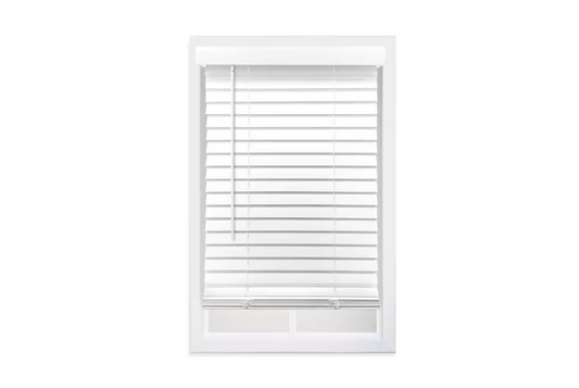 StyleWell Smooth White Cordless Room Darkening Smooth Faux Wood Blinds with 2 in. Slats - 35 in. W x 48 in. L