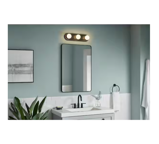 Hampton Bay Midford 18 in. 3-Light LED 5CCT Vanity Light with Interchangeable Brushed Nickel, Black and Chrome Trims