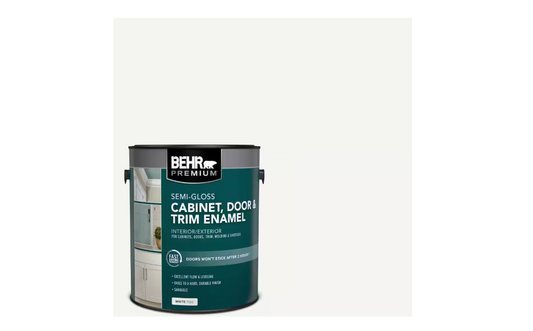 BEHR PREMIUM 1 gal. White Semi-Gloss Enamel Interior/Exterior Cabinet, Door & Trim Paint