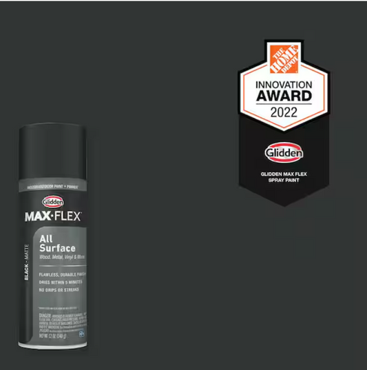 GLIDDEN MAX FLEX 12 oz. Matte Black Interior/Exterior All Surface Spray Paint and Primer