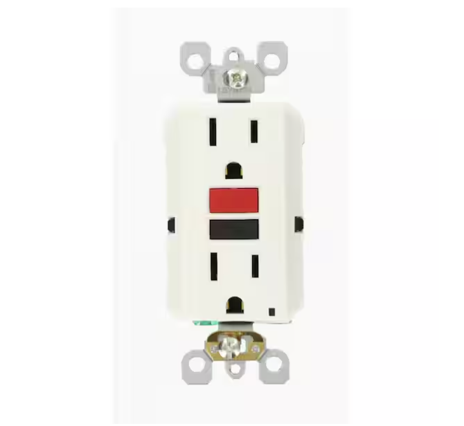 15 Amp Self-Test SmartlockPro Slim Duplex GFCI Outlet, White GFNT1-RW