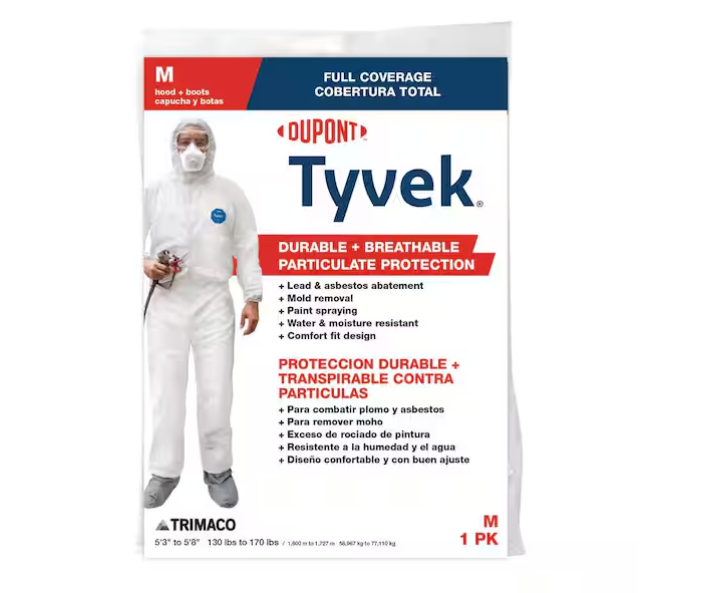 TRIMACO DuPont Tyvek Medium White Painters Coveralls with Hood and Boots