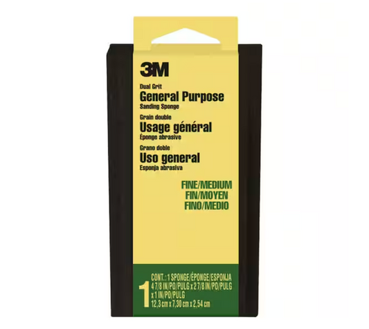 3M General Purpose Sanding Sponge 2-7/8 in. x 4-7/8 in. Fine/Medium (1-Pack)