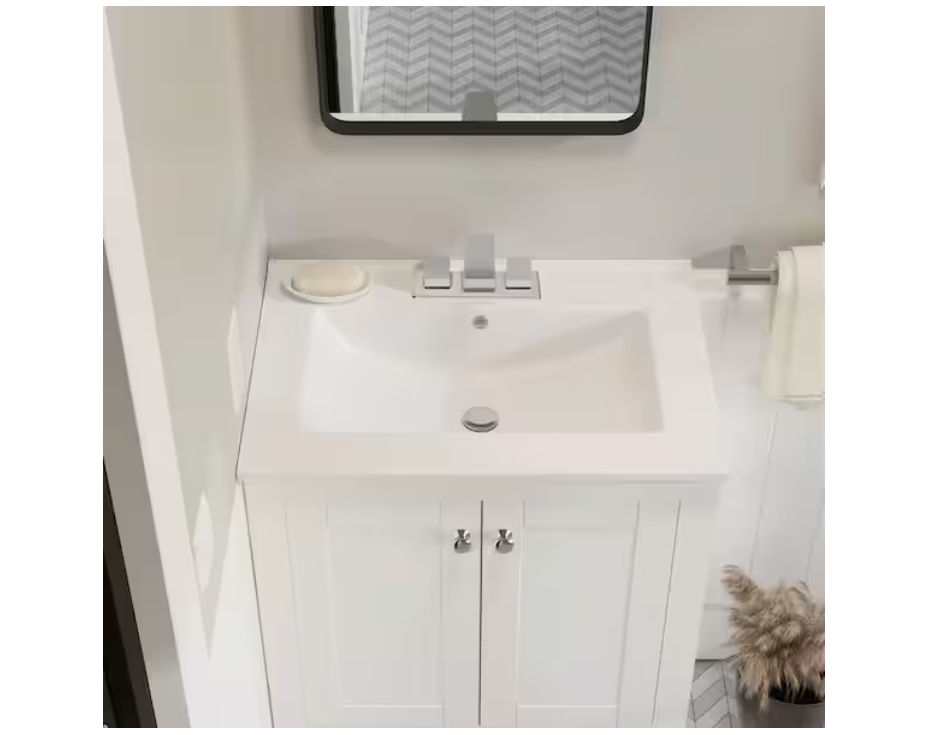 Swiss Madison 24 in. Ceramic Vanity Top with 3-Faucet Holes with White Basin