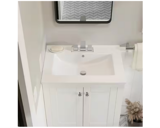 Swiss Madison 24 in. Ceramic Vanity Top with 3-Faucet Holes with White Basin