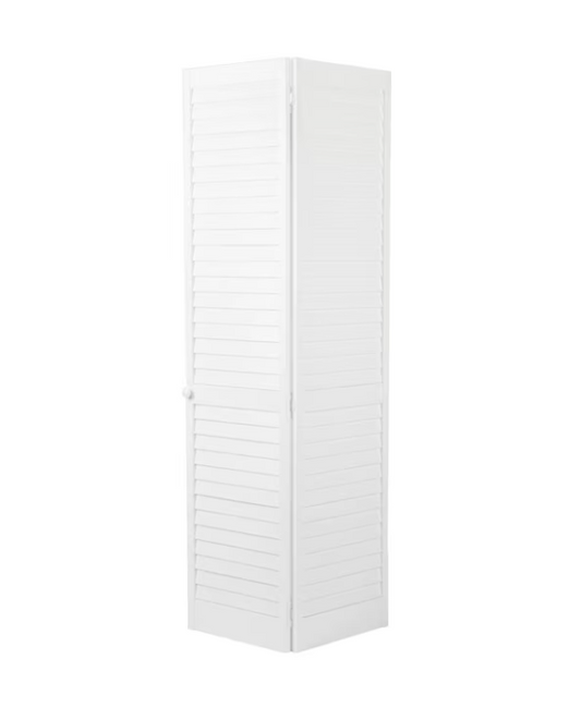 RELIABILT 36-in x 80-in primed Louver Solid core Primed Pine Wood Closet Bifold Door ( Hardware Included )