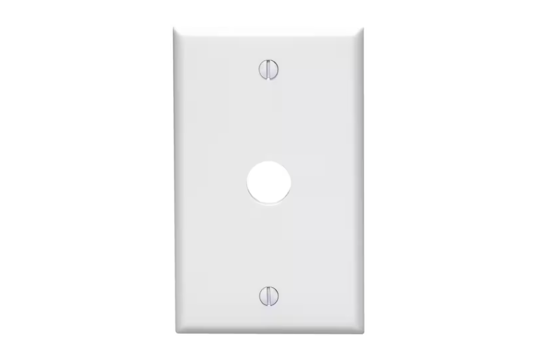Leviton 1-Gang 0.625 in. White Phone/Cable Plastic Box Mount Standard Wall Plate (1-Pack) 88017-W