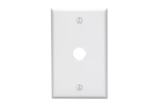 Leviton 1-Gang 0.625 in. White Phone/Cable Plastic Box Mount Standard Wall Plate (1-Pack) 88017-W