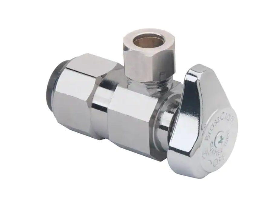 BrassCraft 1/2 in. Push Connect Inlet x 3/8 in. Compression Outlet 1/4-Turn Angle Valve