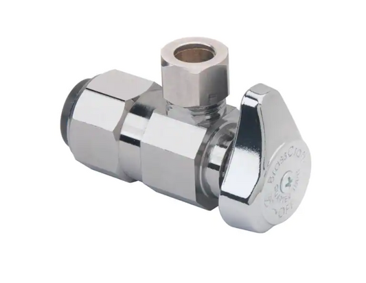 BrassCraft 1/2 in. Push Connect Inlet x 3/8 in. Compression Outlet 1/4-Turn Angle Valve