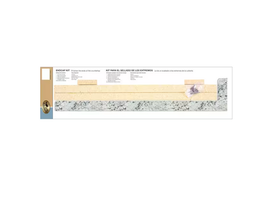 Hampton Bay Laminate Endcap Kit for Countertop with Integrated Backsplash in White Ice Granite Etchings