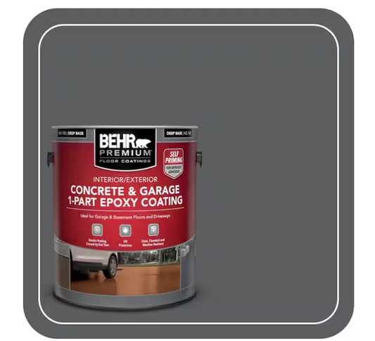 BEHR PREMIUM 1 Gal. #N500-6 Graphic Charcoal Self-Priming 1-Part Epoxy Satin Interior/Exterior Concrete and Garage Floor Paint
