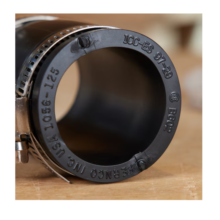 Fernco Fernco P1056-125 1.25" X 1.25" Cast Iron, Plastic and Steel Pipe Flexible Coupling Connector Sewer and Drain Coupler Adapter in Black