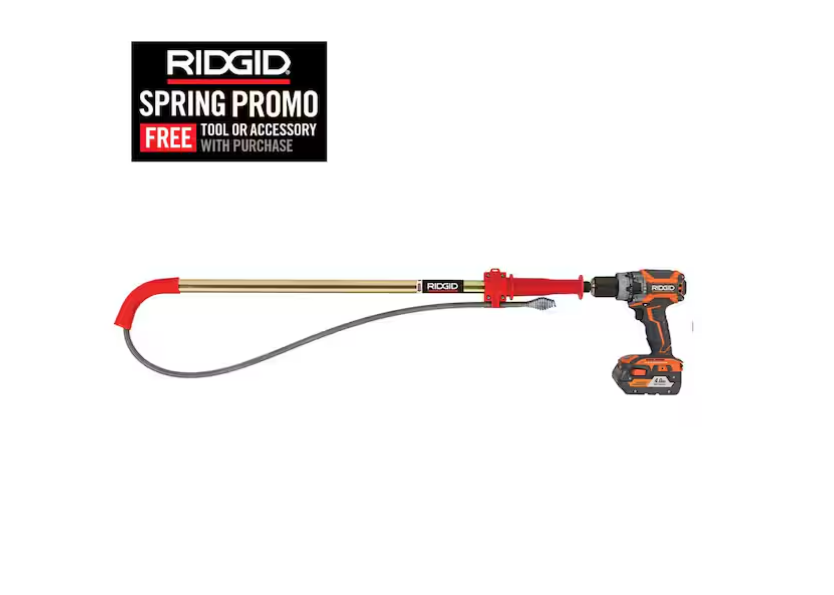 RIDGID K-6P Hybrid Toilet Snake Auger, Cable Extends to 6 ft. with Integrated Bulb Head (Manual or Cordless Drill Operated)