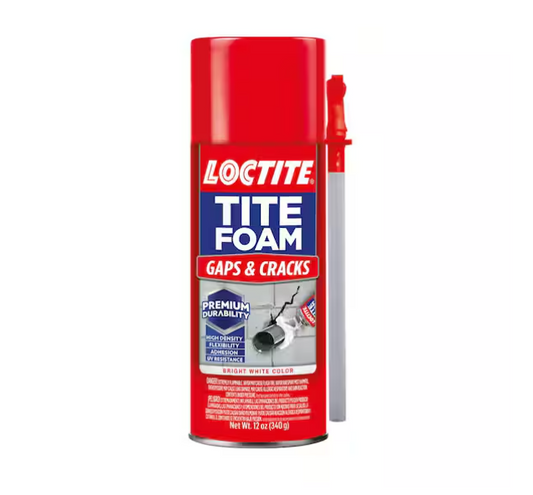 Loctite TITE FOAM Gaps and Cracks Spray Foam, Bright White, 12 oz. Can, Insulating Spray Foam Sealant