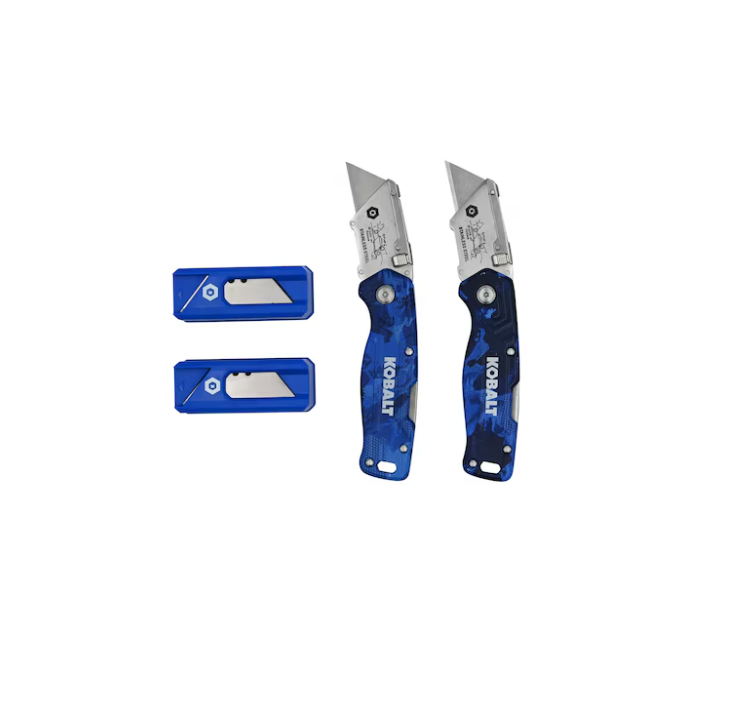 Kobalt Blue Camo Lockback 3/4-in 50 -Blade Folding Utility Knife