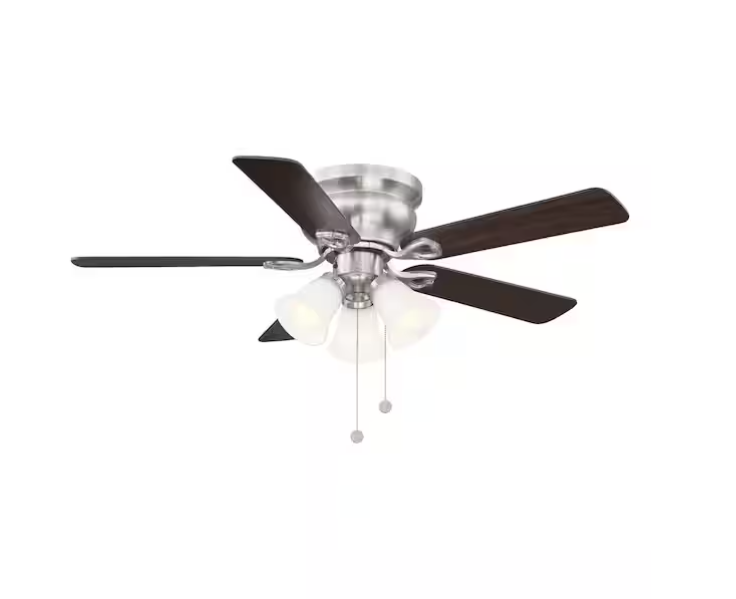 Hampton Bay Clarkston II 44 in. LED Indoor Brushed Nickel Ceiling Fan with Light Kit