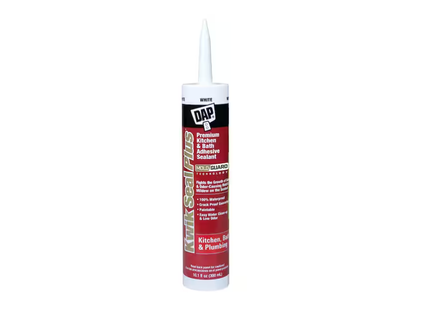DAP Kwik Seal Plus 10.1 oz. White Premium Kitchen and Bath Siliconized Caulk