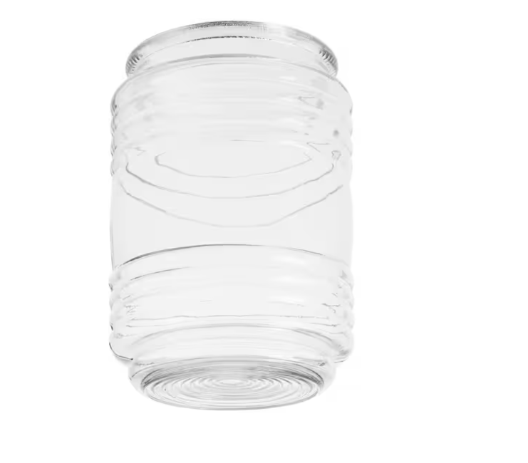 PRIVATE BRAND UNBRANDED 4.75 in. Clear Ringed Glass Cylindrical Jelly-Jar Shaped Replacement Globe Shade with 3.25 in. Lip Fitter