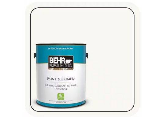 BEHR PREMIUM PLUS 1 gal. Ultra Pure White Satin Enamel Low Odor Interior Paint & Primer