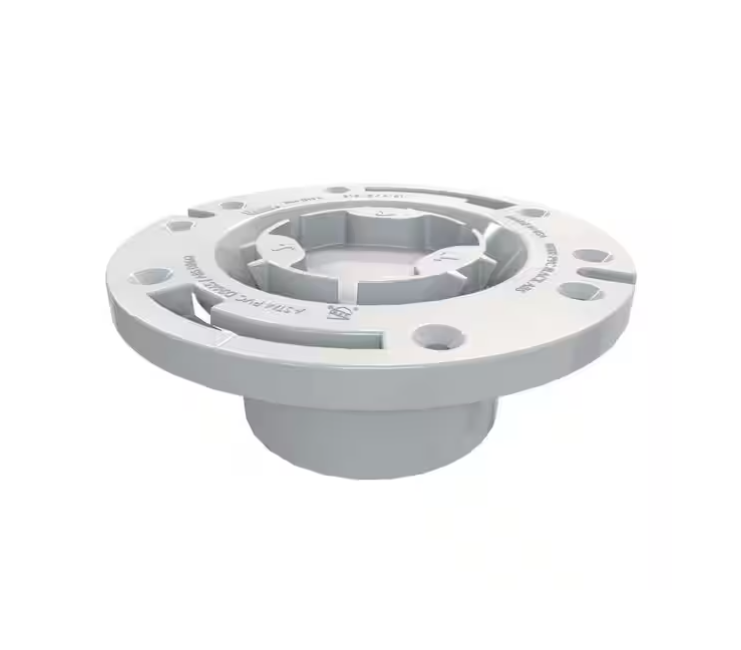 Oatey Fast Set 3 in. Outside Fit or 4 in. Inside Fit PVC Hub Toilet Flange with Test Cap and Plastic Ring