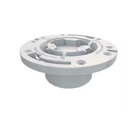 Oatey Fast Set 3 in. Outside Fit or 4 in. Inside Fit PVC Hub Toilet Flange with Test Cap and Plastic Ring