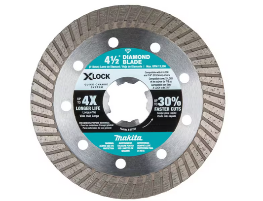 Makita X-LOCK 4-1/2 in. Turbo Rim Diamond Blade for Masonry Cutting