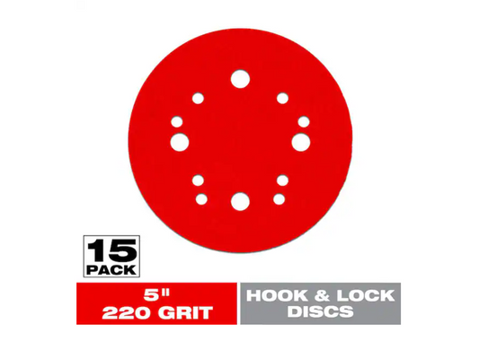 DIABLO 5 in. 220-Grit Universal Hole Random Orbital Sanding Disc with Hook and Lock Backing (15-Pack)