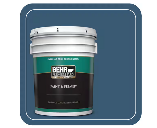 BEHR PREMIUM PLUS 5 gal. #M500-6 Express Blue Semi-Gloss Enamel Exterior Paint & Primer