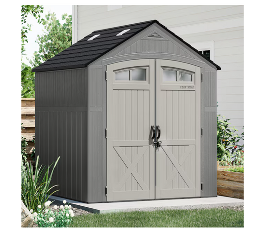 CRAFTSMAN 7-ft x 7-ft Double-Door Gray Gable Roof Plastic Resin Storage Shed
