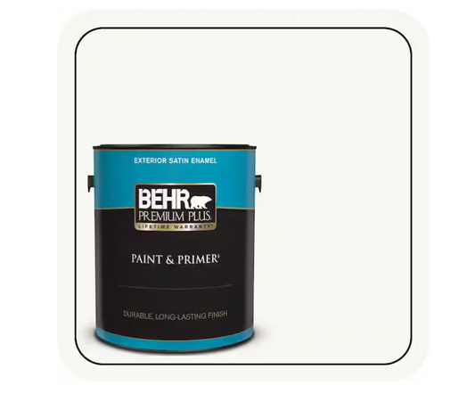 BEHR PREMIUM PLUS 1 gal. Ultra Pure White Satin Enamel Exterior Paint & Primer
