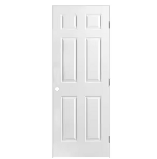 Masonite 34 in. x 80 in. 6-Panel Left-Handed Hollow-Core Textured Primed Composite Single Prehung Interior Door