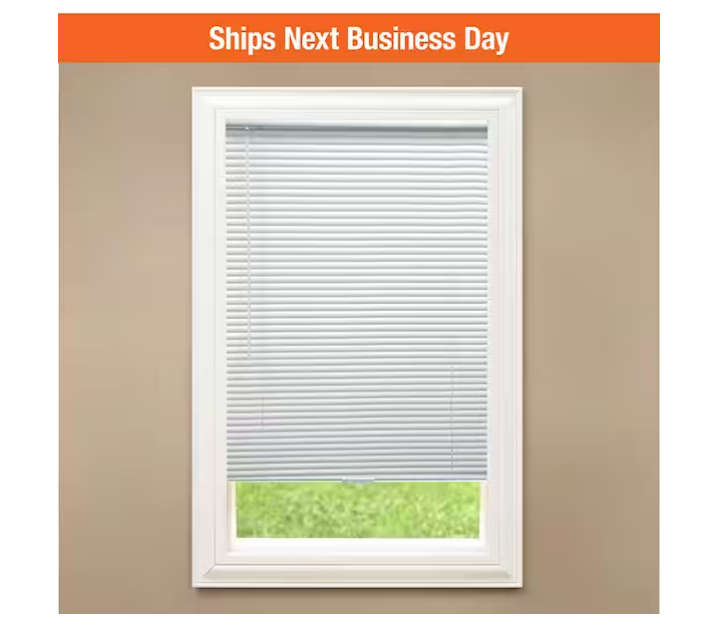 White Cordless Room Darkening Vinyl Mini Blinds with 1 in. Slats-34 in. W x 48 in. L (Actual Size 33.5 in. W x 48 in. L)