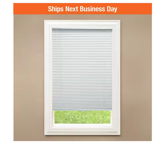White Cordless Room Darkening Vinyl Mini Blinds with 1 in. Slats-34 in. W x 48 in. L (Actual Size 33.5 in. W x 48 in. L)