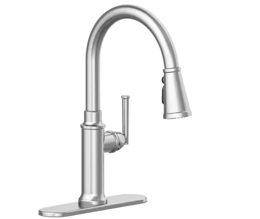 Glacier Bay Oswell Single-Handle 3-Function Pull-Down Sprayer Kitchen Faucet in Stainless Steel