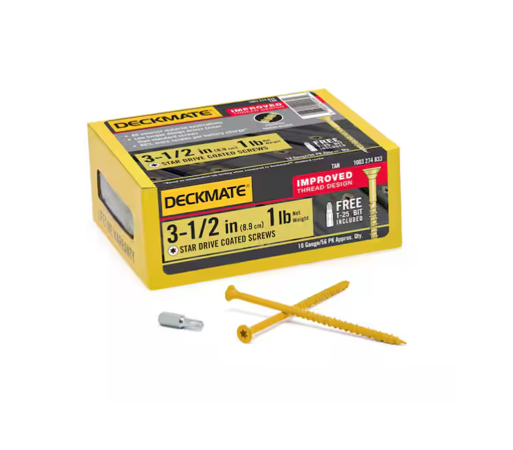 DECKMATE #10 x 3-1/2 in. Tan Star-Flat Head Wood Deck Screw (1 lb. / 56-Piece)